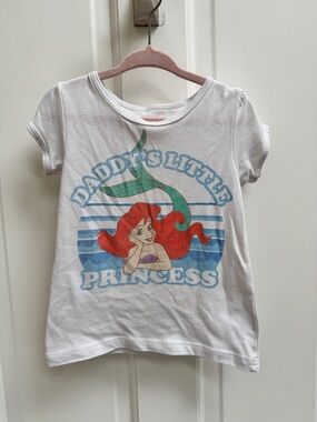 Disney 3T White Little Mermaid Ariel Daddy's Little Princess Short Sleeve Shirt